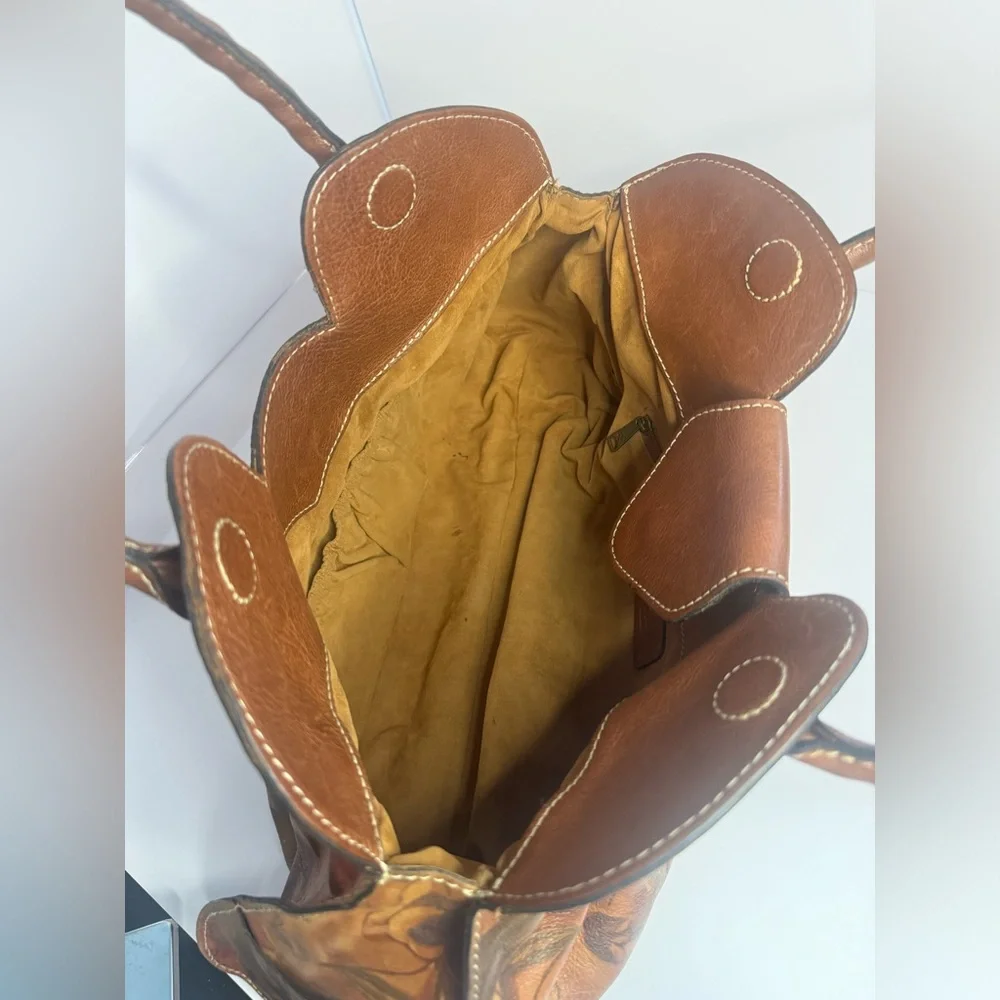 Patricia Nash Lione Heritage Multi Color Floral Print Large Leather Shoulder Bag - Picture 14 of 14